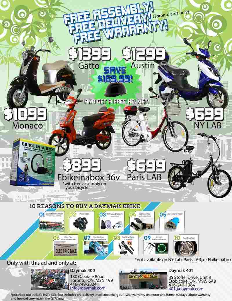 Ebikes in Toronto from 699 with free delivery